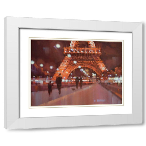 Paris at Night White Modern Wood Framed Art Print with Double Matting by Krioutchkov, Alex Hook
