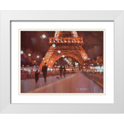 Paris at Night White Modern Wood Framed Art Print with Double Matting by Krioutchkov, Alex Hook