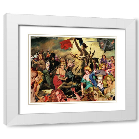 Liberty Leading White Modern Wood Framed Art Print with Double Matting by Kite, Barry