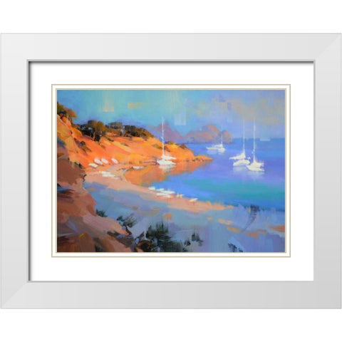 Evening Boats White Modern Wood Framed Art Print with Double Matting by Krioutchkov, Alex Hook