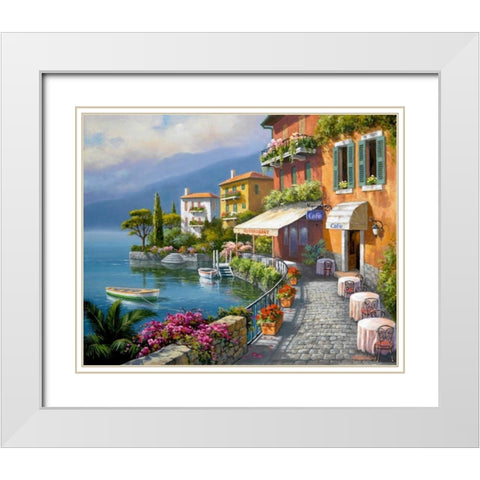 Seaside Bistro Cafe White Modern Wood Framed Art Print with Double Matting by Kim, Sung