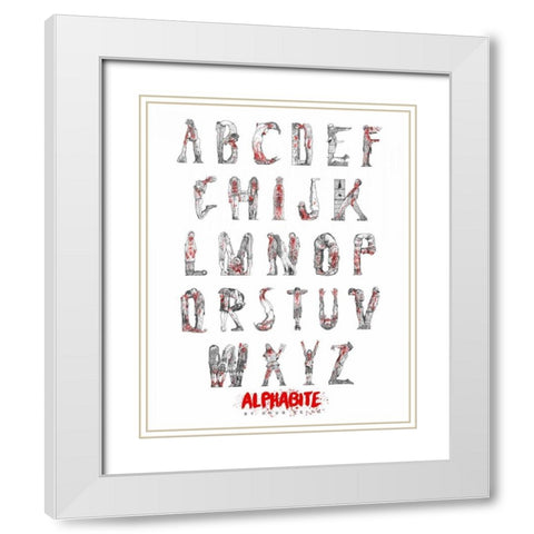 Alphabite White Modern Wood Framed Art Print with Double Matting by Keith, Doug