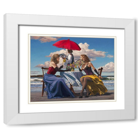 Cafe Oceanus White Modern Wood Framed Art Print with Double Matting by Kelley, Paul