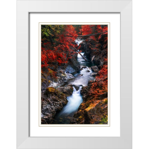Water in the Fall White Modern Wood Framed Art Print with Double Matting by Kostka, Vladimir