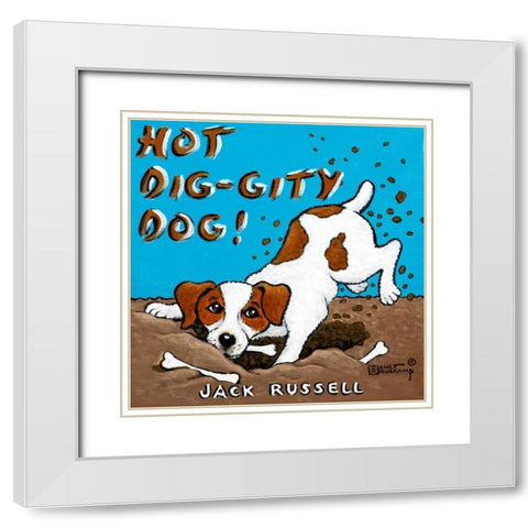 Hot Dig-Gity Dog! White Modern Wood Framed Art Print with Double Matting by Kruskamp, Janet