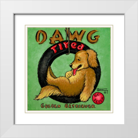 Dawg Tired White Modern Wood Framed Art Print with Double Matting by Kruskamp, Janet