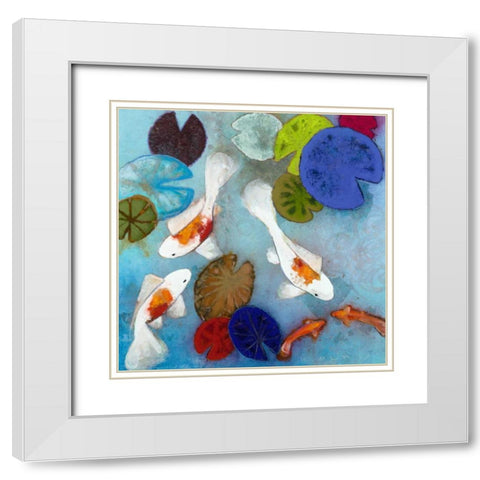 Koi 1 White Modern Wood Framed Art Print with Double Matting by Koury, Aleah