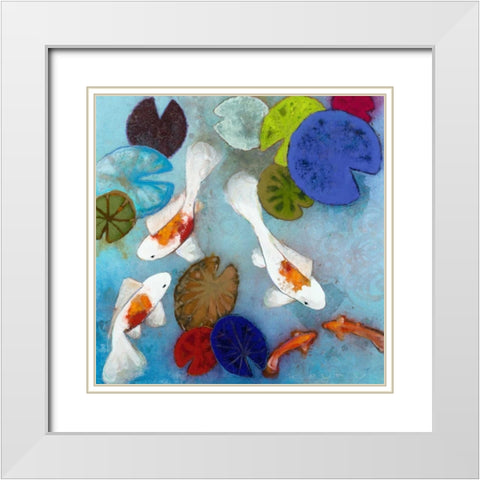 Koi 1 White Modern Wood Framed Art Print with Double Matting by Koury, Aleah