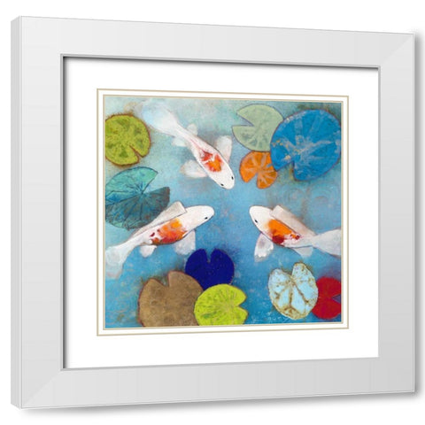 Koi 2 White Modern Wood Framed Art Print with Double Matting by Koury, Aleah