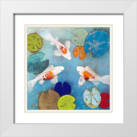 Koi 2 White Modern Wood Framed Art Print with Double Matting by Koury, Aleah