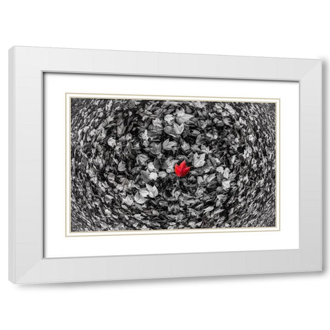 Alone White Modern Wood Framed Art Print with Double Matting by Kostka, Vladimir