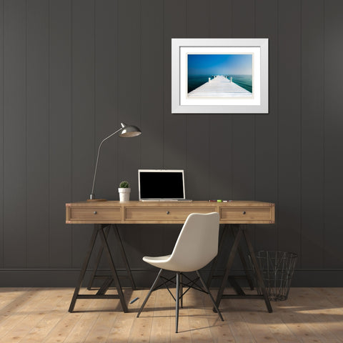 The  Pier White Modern Wood Framed Art Print with Double Matting by Kostka, Vladimir
