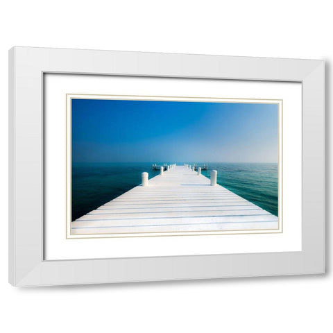 The  Pier White Modern Wood Framed Art Print with Double Matting by Kostka, Vladimir