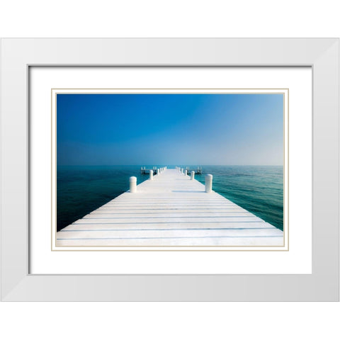 The  Pier White Modern Wood Framed Art Print with Double Matting by Kostka, Vladimir