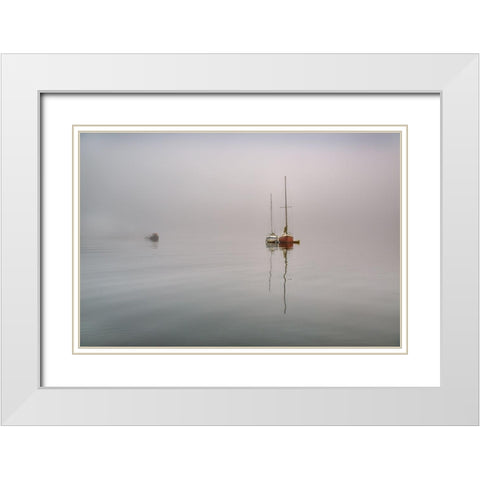 Tranquility II White Modern Wood Framed Art Print with Double Matting by Kostka, Vladimir