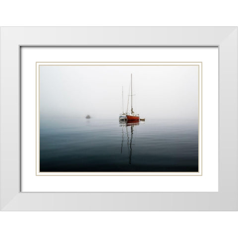 Tranquility III White Modern Wood Framed Art Print with Double Matting by Kostka, Vladimir
