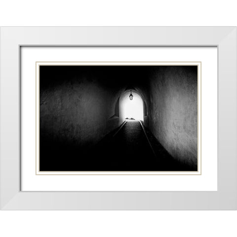 Tunnel White Modern Wood Framed Art Print with Double Matting by Kostka, Vladimir