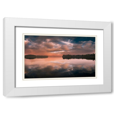Western Sunset White Modern Wood Framed Art Print with Double Matting by Kostka, Vladimir