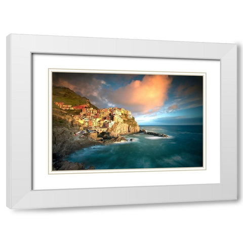 Cinque Terre, Italia White Modern Wood Framed Art Print with Double Matting by Klug, Alan