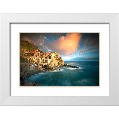 Cinque Terre, Italia White Modern Wood Framed Art Print with Double Matting by Klug, Alan
