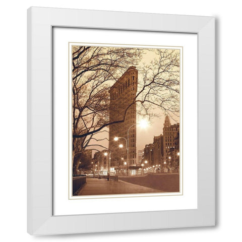 Flatiron, NYC White Modern Wood Framed Art Print with Double Matting by Klug, Alan