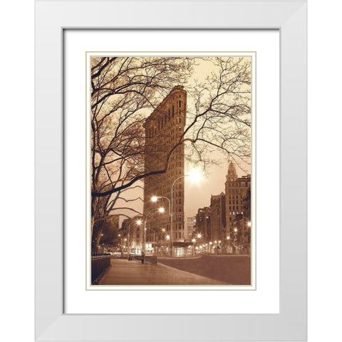 Flatiron, NYC White Modern Wood Framed Art Print with Double Matting by Klug, Alan