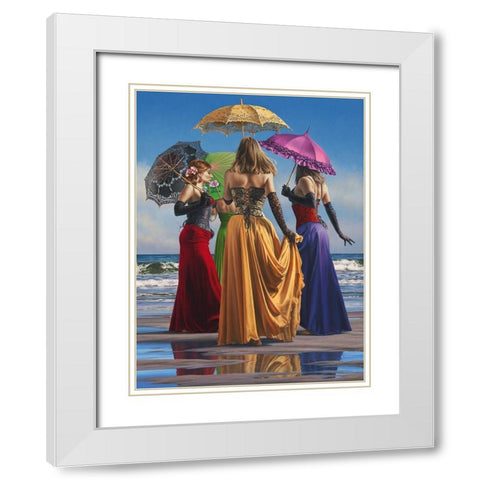 Parasols White Modern Wood Framed Art Print with Double Matting by Kelley, Paul