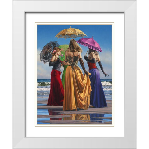 Parasols White Modern Wood Framed Art Print with Double Matting by Kelley, Paul