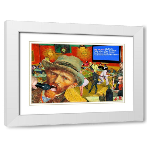 Karaoke Night in Arles White Modern Wood Framed Art Print with Double Matting by Kite, Barry