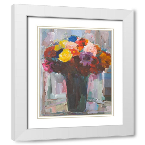 Abundant Bouquet White Modern Wood Framed Art Print with Double Matting by Khorasani, Hooshang