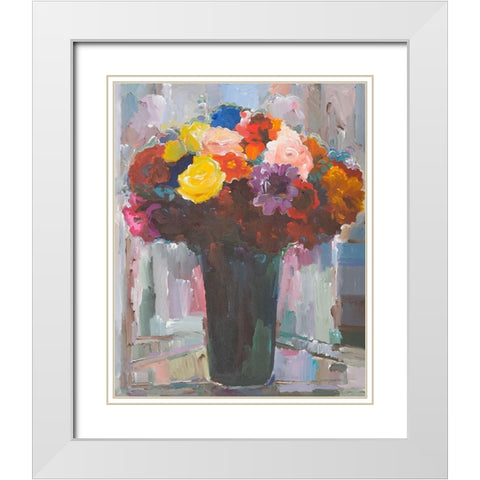 Abundant Bouquet White Modern Wood Framed Art Print with Double Matting by Khorasani, Hooshang