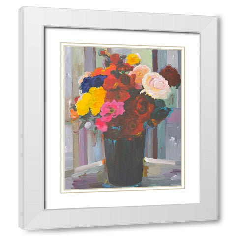 Bold Bouquet White Modern Wood Framed Art Print with Double Matting by Khorasani, Hooshang