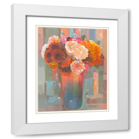 Sunset Bouquet White Modern Wood Framed Art Print with Double Matting by Khorasani, Hooshang