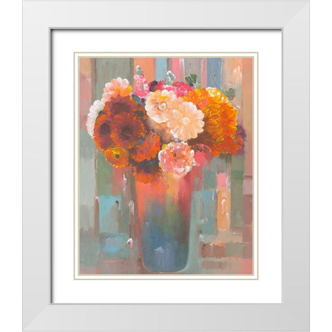 Sunset Bouquet White Modern Wood Framed Art Print with Double Matting by Khorasani, Hooshang