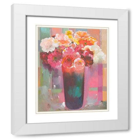 Sunshine Bouquet White Modern Wood Framed Art Print with Double Matting by Khorasani, Hooshang