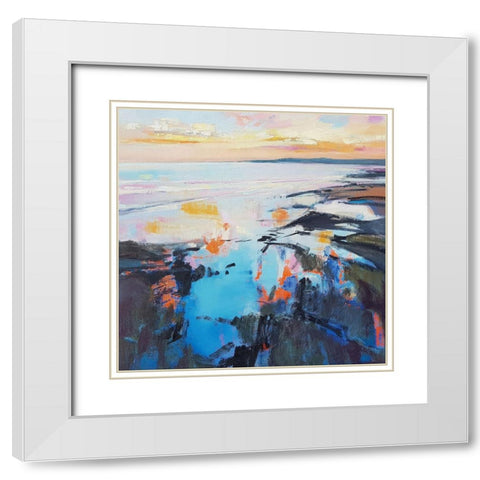 Rock Pool Sunrise White Modern Wood Framed Art Print with Double Matting by Kinmont, Andrew