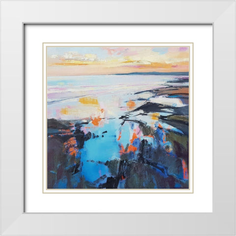 Rock Pool Sunrise White Modern Wood Framed Art Print with Double Matting by Kinmont, Andrew