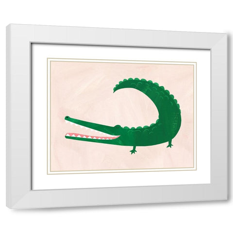 Crocodile White Modern Wood Framed Art Print with Double Matting by Kopcik, Emily