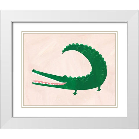 Crocodile White Modern Wood Framed Art Print with Double Matting by Kopcik, Emily