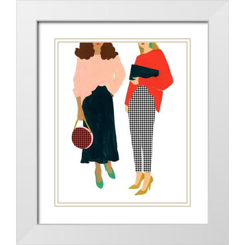 Fashion Friends White Modern Wood Framed Art Print with Double Matting by Kopcik, Emily