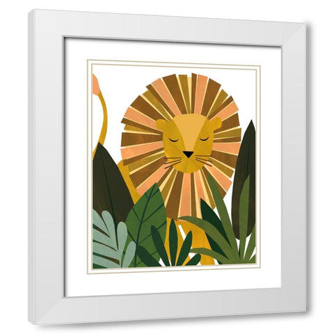 Liam The Lion White Modern Wood Framed Art Print with Double Matting by Kopcik, Emily