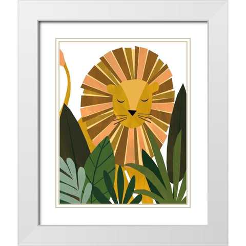 Liam The Lion White Modern Wood Framed Art Print with Double Matting by Kopcik, Emily