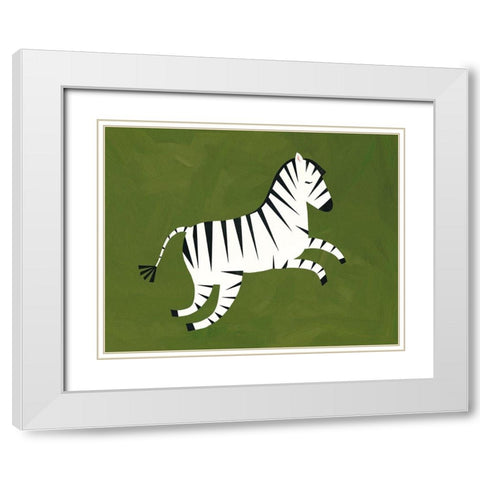 Zebra White Modern Wood Framed Art Print with Double Matting by Kopcik, Emily