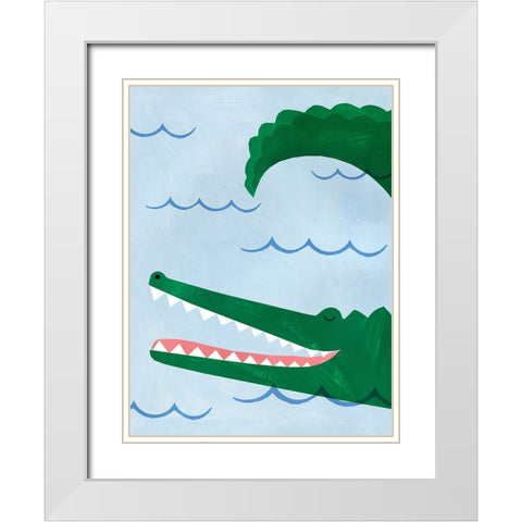 Alligator White Modern Wood Framed Art Print with Double Matting by Kopcik, Emily
