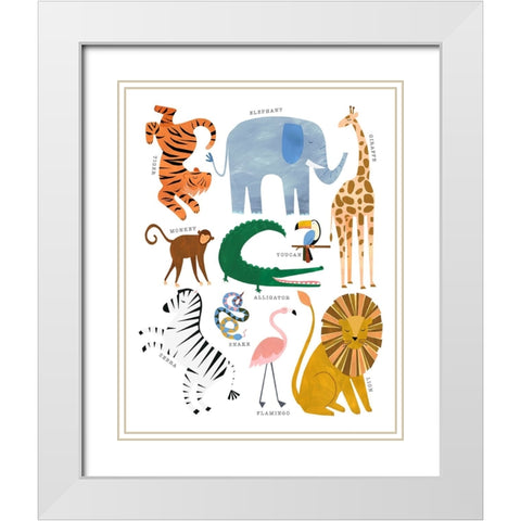 Animal Chart White Modern Wood Framed Art Print with Double Matting by Kopcik, Emily