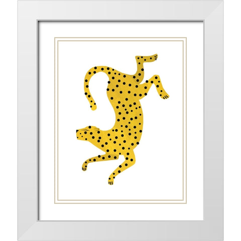 Dotted Cheetah White Modern Wood Framed Art Print with Double Matting by Kopcik, Emily