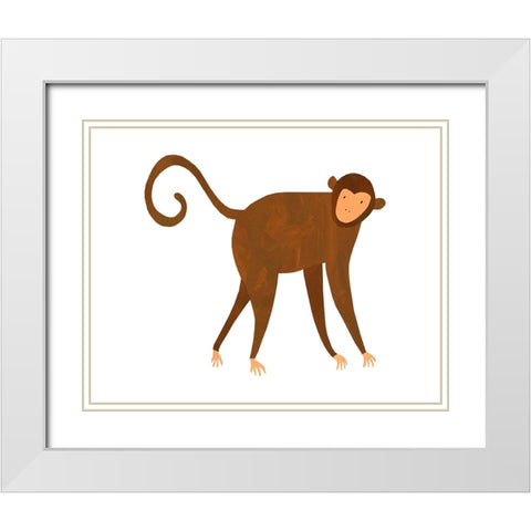 Monkey White Modern Wood Framed Art Print with Double Matting by Kopcik, Emily