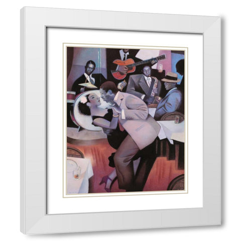 Harlem Nocturne White Modern Wood Framed Art Print with Double Matting by Kelley, Gary