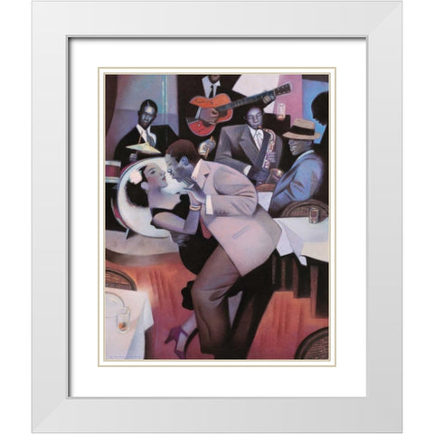 Harlem Nocturne White Modern Wood Framed Art Print with Double Matting by Kelley, Gary