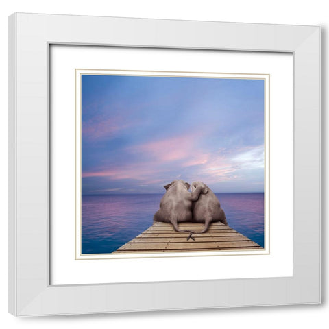 Pachyderm Pier White Modern Wood Framed Art Print with Double Matting by Lund Roeser